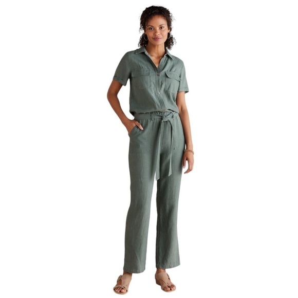 SOFT SURROUNDINGS Getaway Jumpsuit Mallard Green NEW - Picture 2 of 8